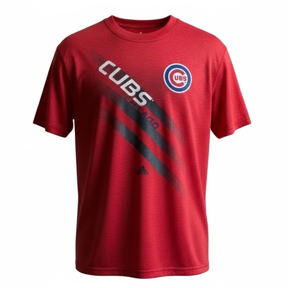adidas Red Chicago Cubs Graphic Print Short Sleeve Tee Size Large - Picture 1 of 5